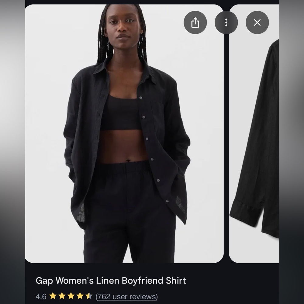 Gap boyfriend linen shirt oversized black